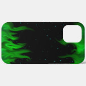 Grüne Flammen im Sternenhimmel Case-Mate iPhone Hülle (Rückseite (Horizontal))