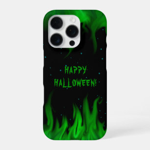 Grüne Flammen im Sternenhimmel iPhone 16 Pro Hülle