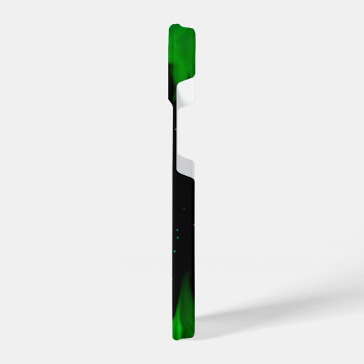 Grüne Flammen im Sternenhimmel iPhone Hülle (Linke Seite)