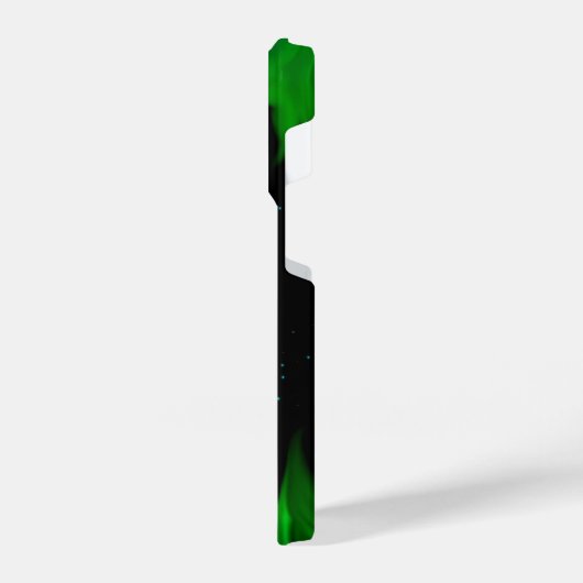 Grüne Flammen im Sternenhimmel iPhone Hülle (Linke Seite)