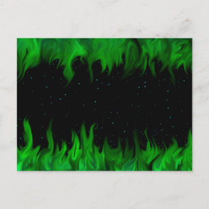 Grüne Flammen im Sternenhimmel Postkarte