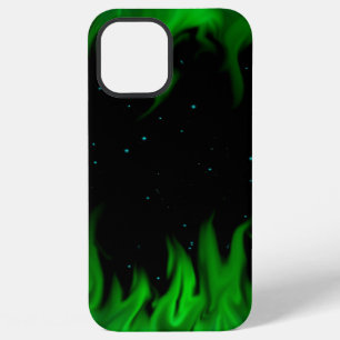 Grüne Flammen im sternenklaren Himmel iPhone Hülle