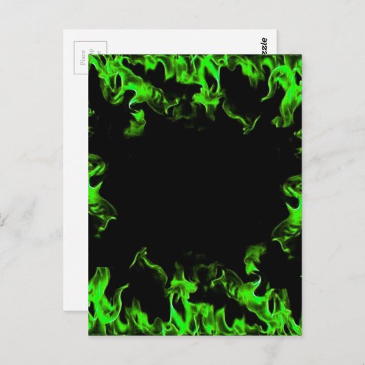 grüne Flammen Postkarte (Vorne/Hinten)