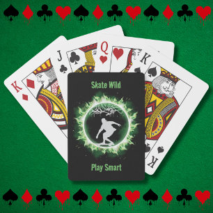Grüne Flammen Skater Spielkarten-Deck Spielkarten