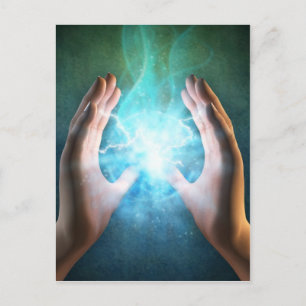 Grüne Flammen starke HeilHände Postkarte