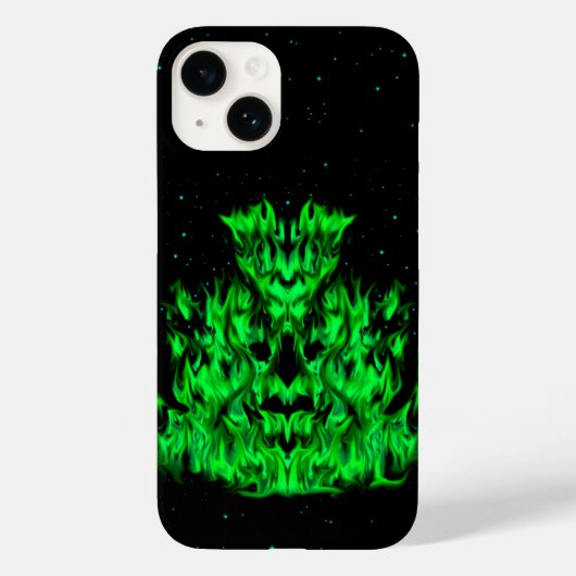 Grüne Flammenmonster am Sternenhimmel Case-Mate iPhone Hülle (Rückseite)