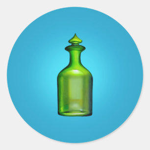Grüne Flasche Klassischer Rundaufkleber Runder Aufkleber