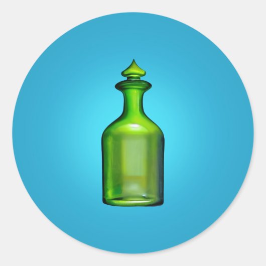 Grüne Flasche Klassischer Rundaufkleber Runder Aufkleber (Vorderseite)