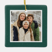 Grüne Fleckenrahmen, einfaches Weihnachtsgebäck Fo Keramikornament (Vorderseite)