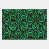 Grüne Fledermaus Halloween Damast Muster Geschenkpapier Set (Vorderseite 3)