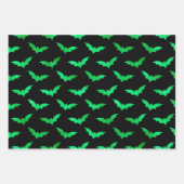Grüne Fledermaus Halloween Damast Muster Geschenkpapier Set (Vorderseite 2)