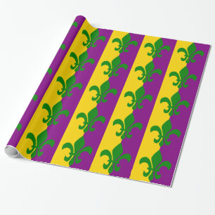 Grüne Fleur de Lis Geschenkpapier