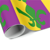 Grüne Fleur de Lis Geschenkpapier (Rolleneckpunkt)