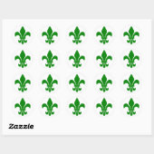 Grüne Fleur de Lis Runder Aufkleber (Blatt)