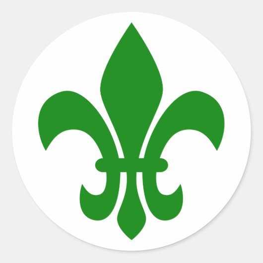 Grüne Fleur de Lis Runder Aufkleber (Vorderseite)