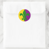 Grüne Fleur de Lis Runder Aufkleber (Tasche)