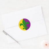 Grüne Fleur de Lis Runder Aufkleber (Umschlag)