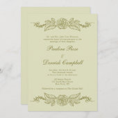 Grüne Fleurons Einladung zur Hochzeit (Vorne/Hinten)