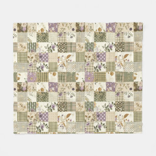 Grüne Flieder-Quilt-Patchwork-Gingham-Cottagecore Fleecedecke