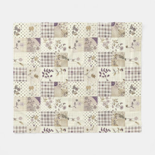 Grüne Flieder-Quilt-Patchwork-Gingham-Cottagecore Fleecedecke