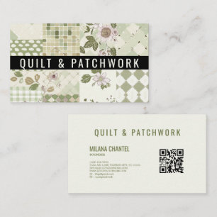 Grüne Flieder-Quilt-Patchwork-Handmade-Kleidung Visitenkarte