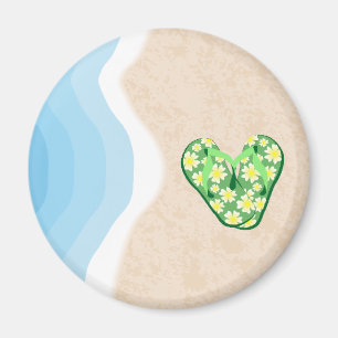 Grüne Flip Flops auf dem Beach Magnet