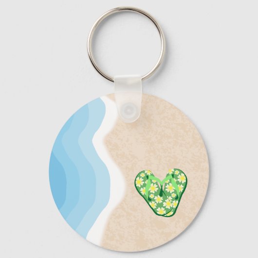 Grüne Flip Flops auf dem Beach Schlüsselanhänger (Vorderseite)