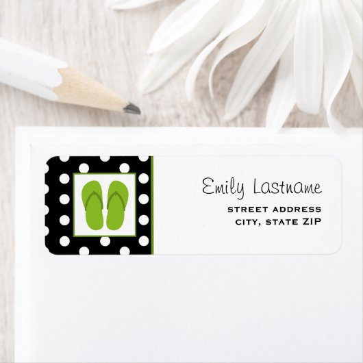 Grüne Flip Flops / Schwarz mit weißen Polka Punkte (Insitu)