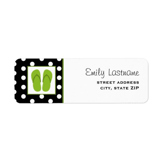 Grüne Flip Flops / Schwarz mit weißen Polka Punkte (Vorne)