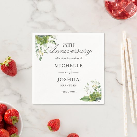 Grüne Flora 75. Hochzeitstag Serviette (Beispiel)