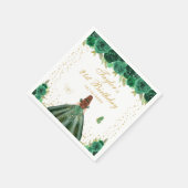 Grüne Flora Brown Hair Princess Birthday Party Serviette (Ecke)