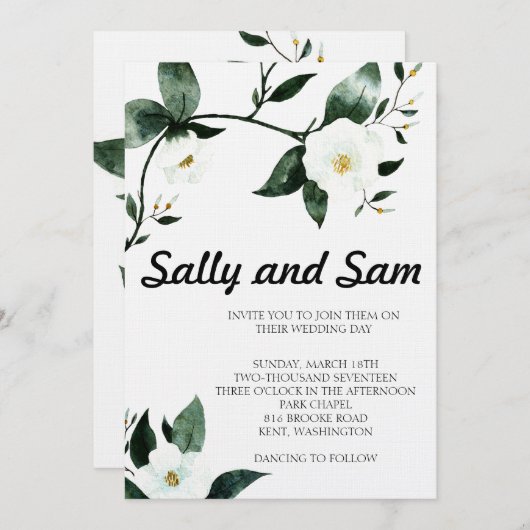 Grüne Flora Einladung (Vorne/Hinten)