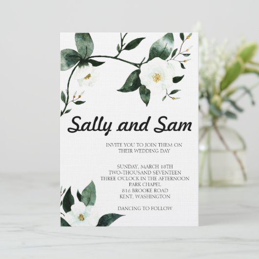 Grüne Flora Einladung (Stehend Vorderseite)