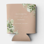 Grüne Flora Elegant Tan Wedding Dosenkühler (Rückseite)