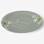 Grüne Flora Elegantes Brautparty Pappteller (Schrägansicht)