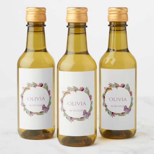 Grüne Flora Mini Weinflaschen Etikett (Flaschen)