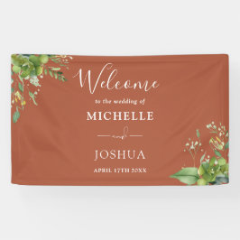 Grüne Flora Terracotta Wedding Willkommen Banner