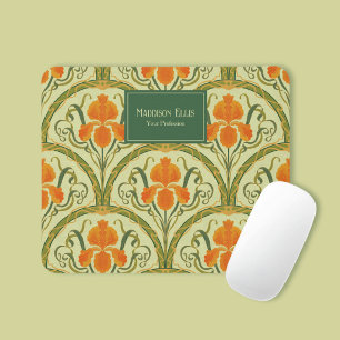 Grüne floral Art Nouveau feminine Geschäftswelt Mousepad