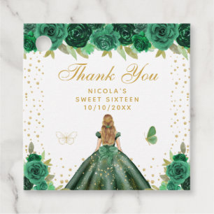 Grüne Florale Blondhaar Prinzessin Sweet Sixteen Geschenkanhänger