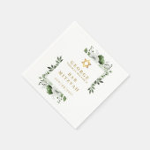 Grüne florale botanische Bar Mitzvah Bat Mitzvah Serviette (Ecke)