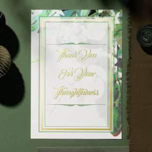 Grüne & florale Botanische Hochzeit Danke Karte