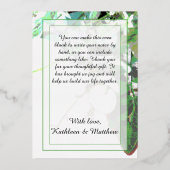 Grüne & florale Botanische Hochzeit Danke Karte (Rückseite)