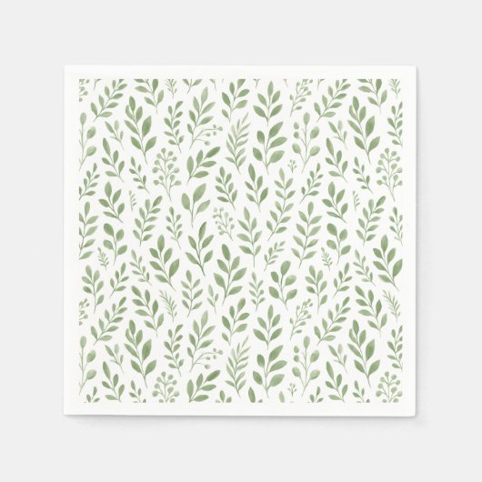 Grüne Florale Gartenparty-Hochzeit Serviette (Vorderseite)
