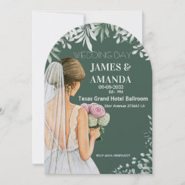 Grüne florale Hochzeit im Budgetrahmen  Einladung