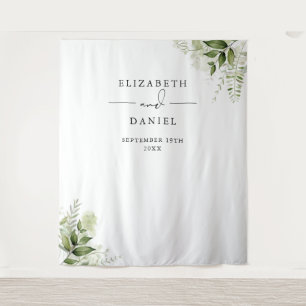 Grüne Florale Hochzeits-Fotobooth-Kulisse Wandteppich