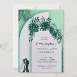 Grüne florale Hochzeitseinladung Einladung