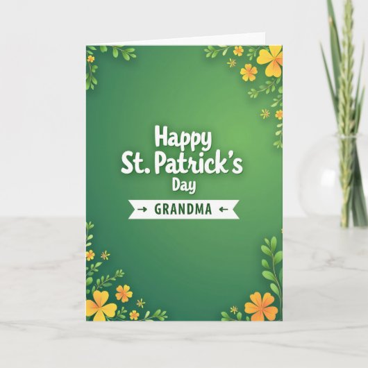 Grüne Florale Oma St. Patrick Karte (Vorderseite)