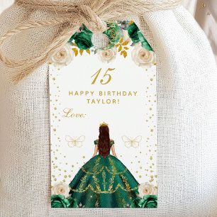 Grüne Florale Prinzessin Alles Gute zum Geburtstag Geschenkanhänger