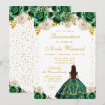 Grüne Florale Prinzessin Quinceañera