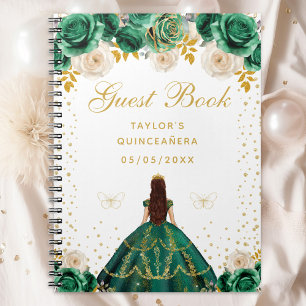 Grüne Florale Prinzessin Quinceañera Notizblock
